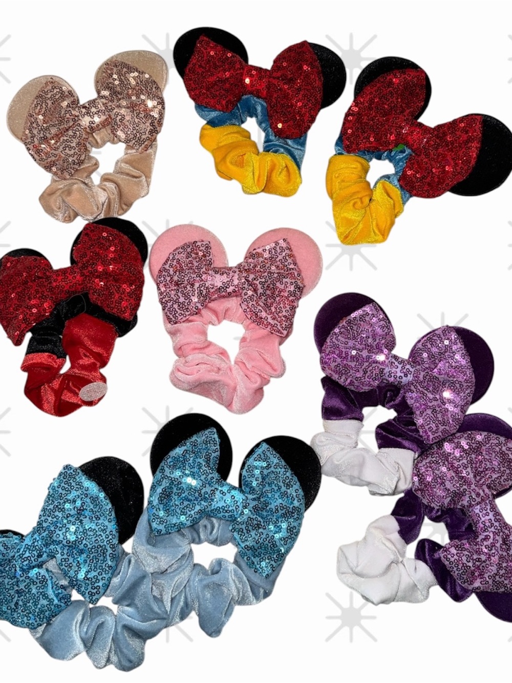 Disney Mickey Mouse Velvet Ears with Sequin Bows 9- Scrunchies